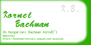 kornel bachman business card